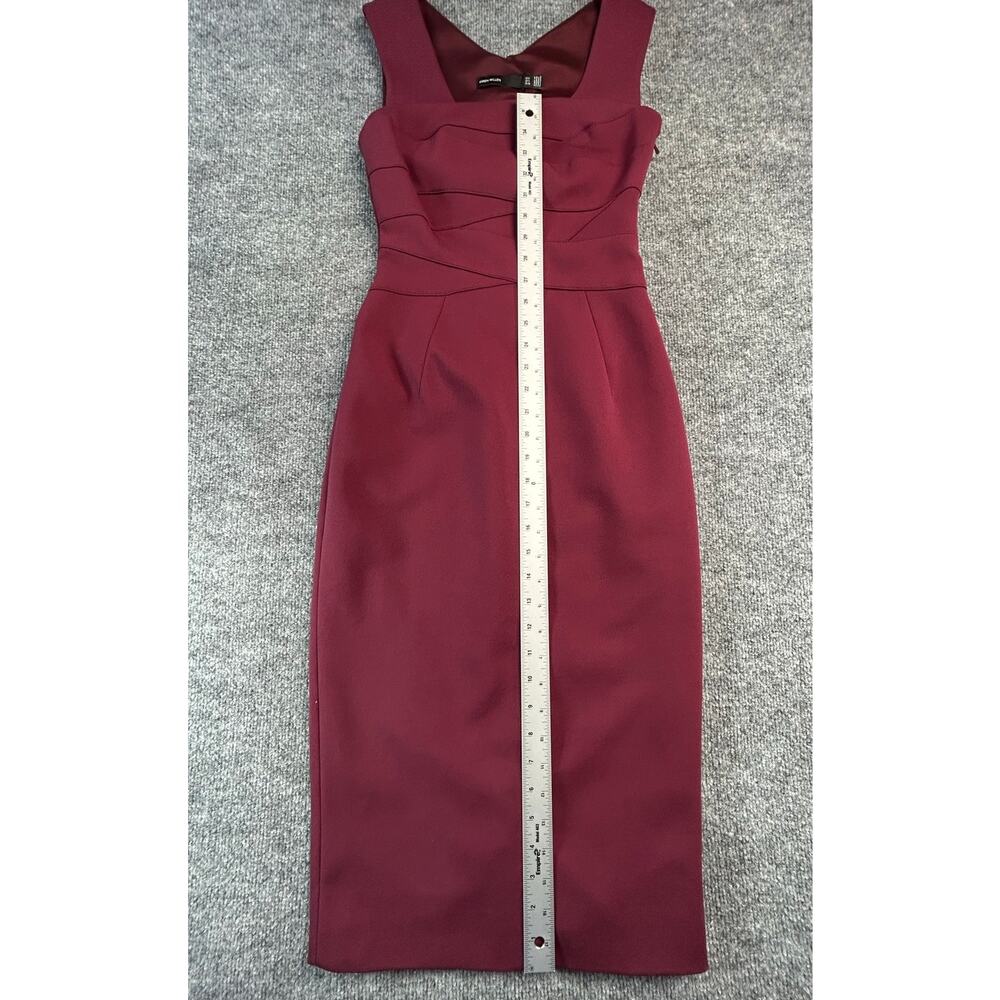 Karen Millen Burgundy Sheath Midi Dress Women's US 4 EU 36 Career Cocktail - Picture 5 of 9